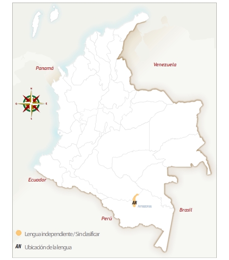 Mapa de la ubicación geográfica del pueblo andoque.