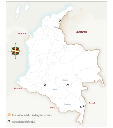 Mapa de ubicación geográfica del pueblo carijona.