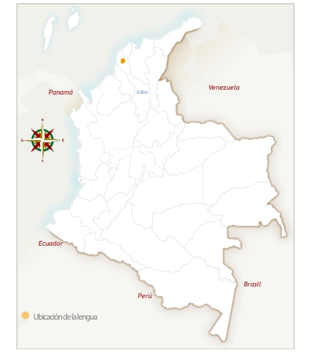 Mapa de Colombia con la ubicación geográfica del pueblo palenquero. 