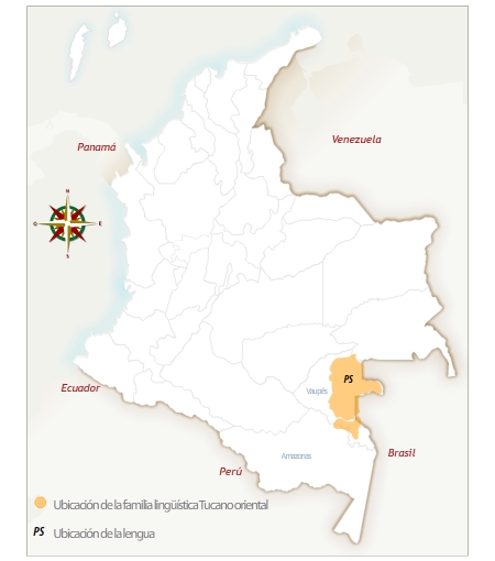 Mapa de Colombia con la ubicación geográfica del pueblo pisamira.