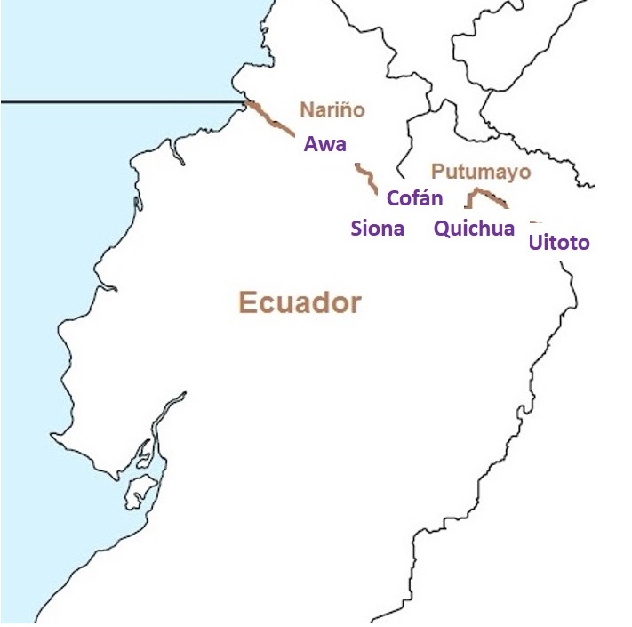 Mapa de la frontera entre Colombia y Ecuador.