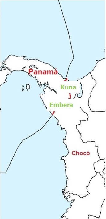 Mapa de la frontera entre Colombia y Panamá