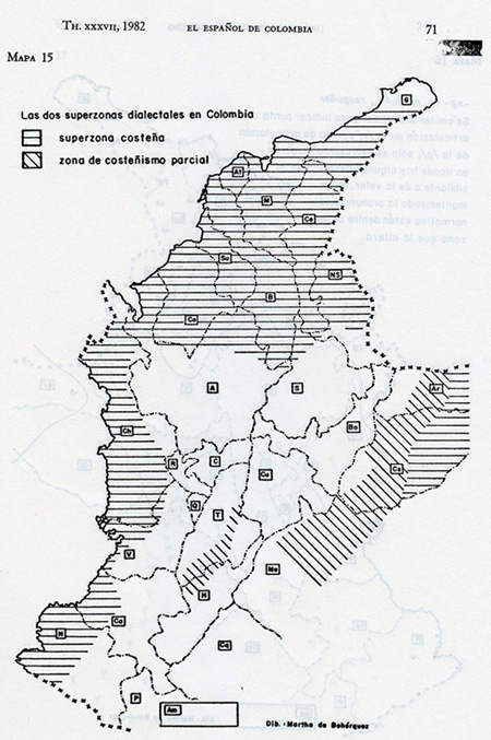 Mapa de zonas dialectales.